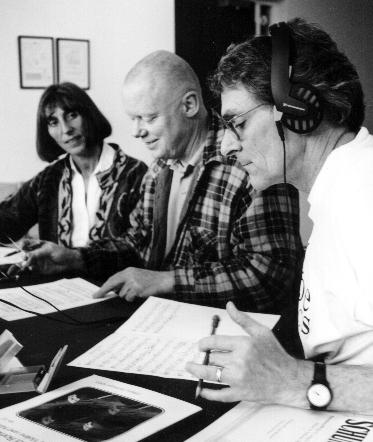 Diana Ambache, John West (Producer)
and Jeremy Polmear listen to a take