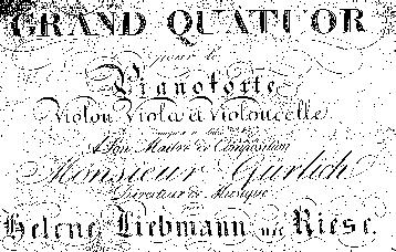 original edition of Liebmann's Piano Quartet, Op 13